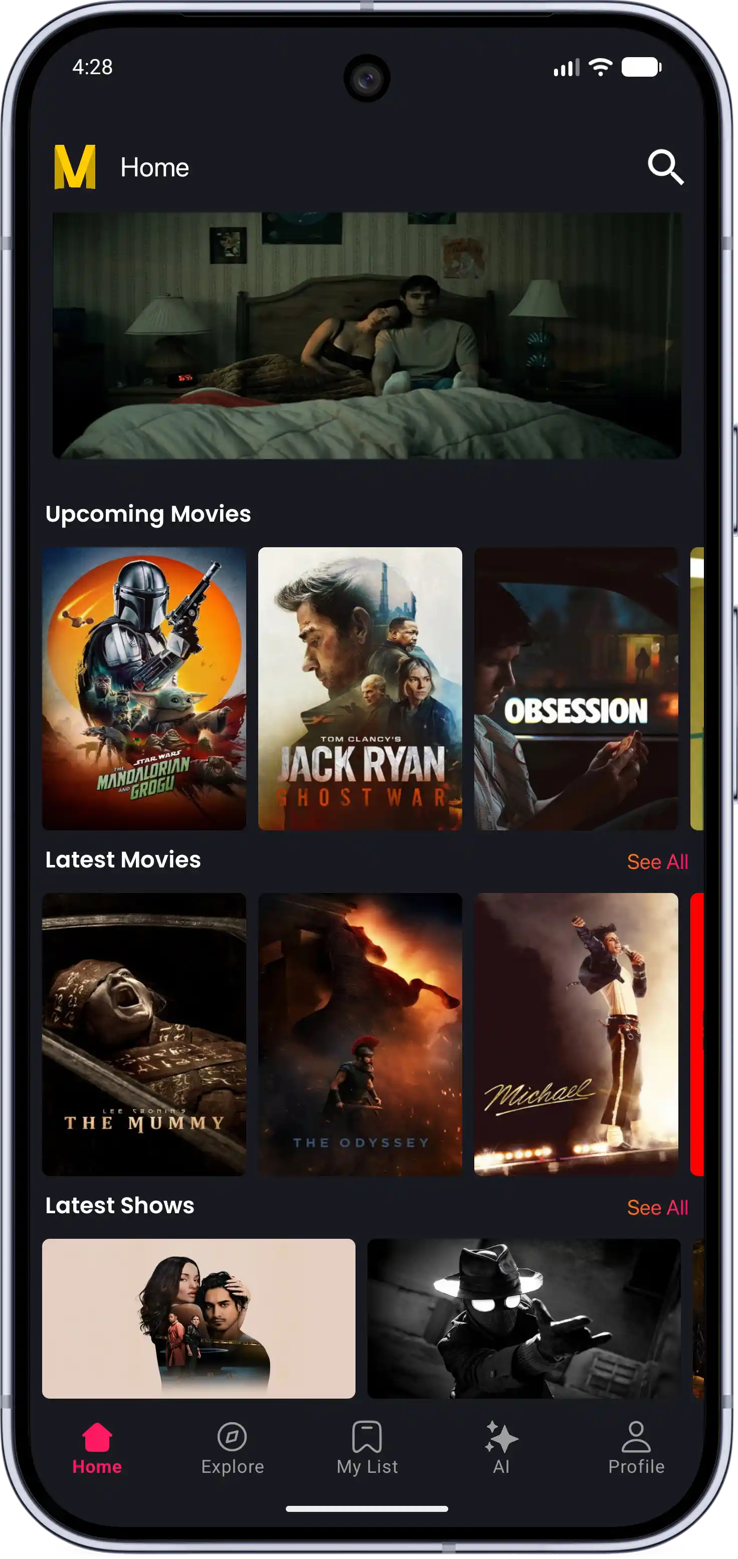 MovieBox App Interface Dashboard